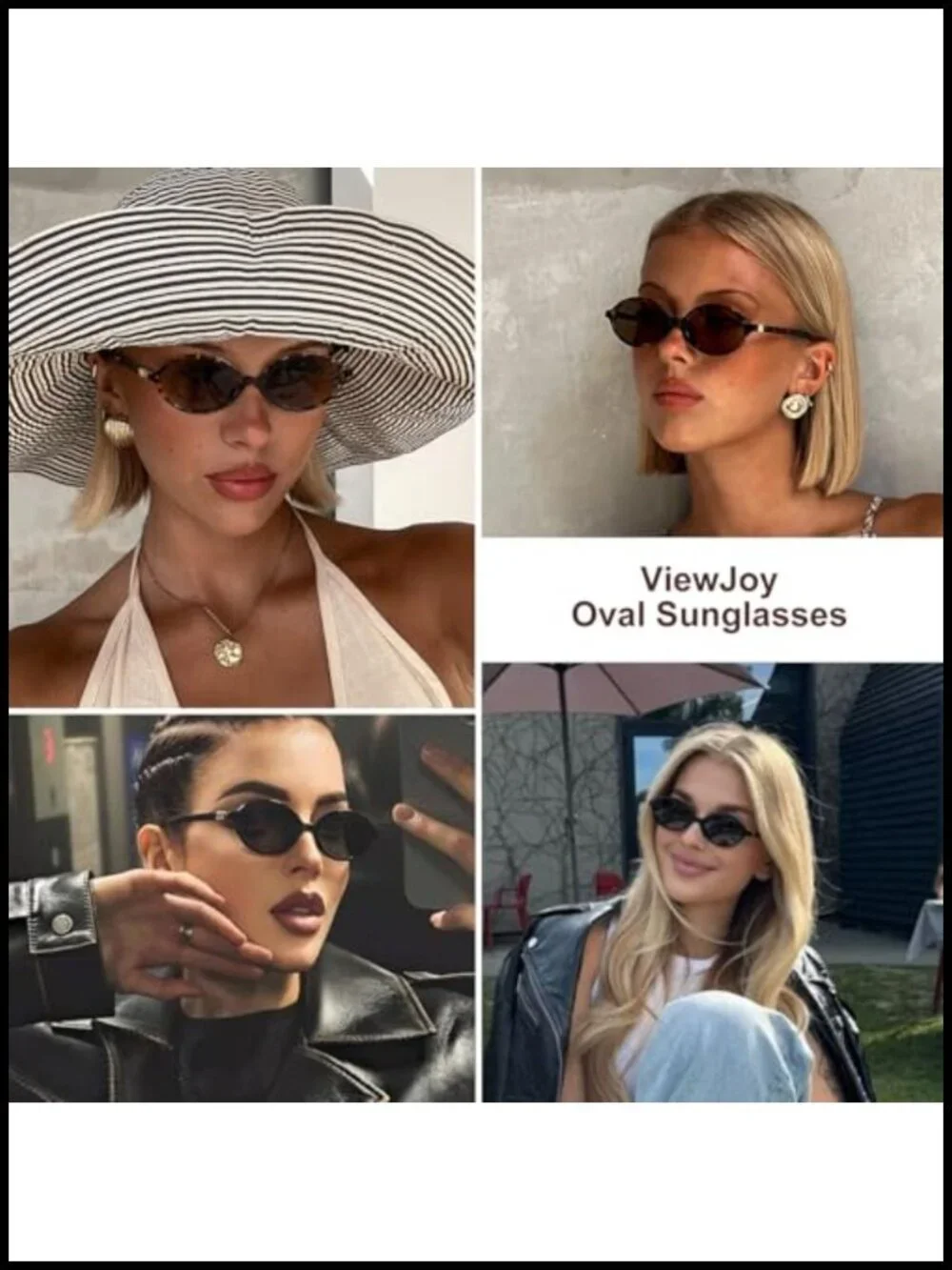 Retro Oval Sunglasses UV400 Protection Lightweight Plastic Frame